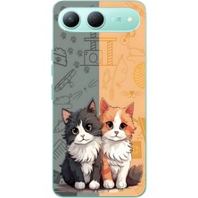 Le Balvo Tecno Spark 40 5g Uyumlu Sarı ve Siyah Kedi Baskılı Silikon Kılıf