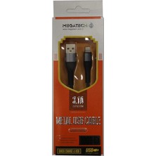 Megatech 3.1A  Örgülü A Serisi Iph7 Data Kablosu Gri-Siyah (Kdo)