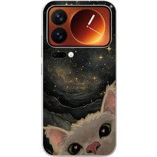 Le Balvo Xiaomi 17 Pro Max Uyumlu Siyah Gökyüzülü Kedi Baskılı Silikon Kılıf