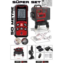 Assur Lazer Metre + 360° 12 Köşe Otomatik Hizalamalı Yeşil Çizgili Su Terazili Lazer Metre Hizalama