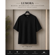 Lumora Store %100 Pamuk Basic Unisex Oversize Tişört Siyah