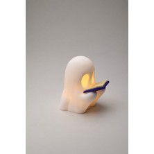 Perim3d Kitapsever Hayalet Biblo | LED Tealight Mum Dahil | Işıklı Dekoratif Masa ve Raf Figürü