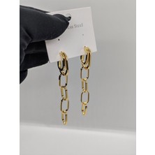 Cadde Dükkanı Zincirli Sallantılı Gold Çelik Küpe