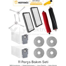 Yedektronik Roborock Qrevo Master / Qrevo Slim Uyumlu 11 Parça Bakım Seti (Beyaz Yan Fırçalı) | Yüksek Kalite