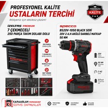 İzeltaş Izeltaş Premium 7 Çekmeceli 250 Parça Takım Dolabı Dolu + Specco BS20V-1050 Black Seri 20V 2 A.h Akülü Darbeli Matkap 50 Nm