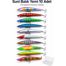ByKurt Suni Balık Yemi Maket Yem 10 cm 9 gr 3D Gözlü Saklama Kutulu Hediyeli 10’lu Set