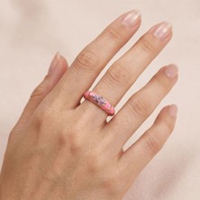 Fashion Ayarlanabilir Pembe Mine Çiçek Desenli Kadın Yüzük