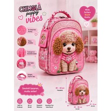 Chimola Puppy Vibes Poodle Desenli 12 Inç Anaokulu Sırt Çantası – Peluş Kulaklı BT289