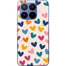 Le Balvo Xiaomi 17T Pro Uyumlu Mavi Sarı Kalpler Baskılı Silikon Kılıf