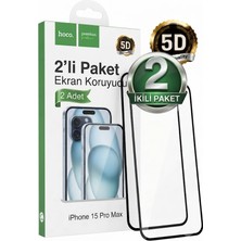 Yağızgil iPhone 15 Pro Max Kırılmaz Cam 2 Adet 9h Temperli Ekran Koruyucu Antistatik Tam Kaplama Hd Şeffaf