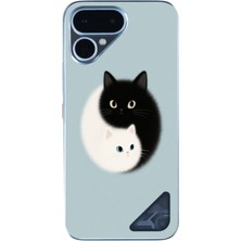 Le Balvo Tecno Pova Curve 2 Uyumlu Yin Yang Kediler Baskılı Silikon Kılıf