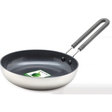 Greenpan Midipan Tava 14 cm – Paslanmaz Çelik Gövde Thermelon Seramik Yüzey | Gümüş