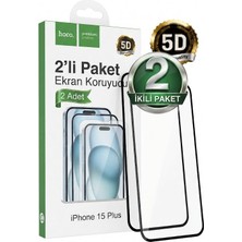 Yağızgil iPhone 15 Plus Kırılmaz Cam 2 Adet 9h Temperli Ekran Koruyucu Antistatik Tam Kaplama Hd Şeffaf
