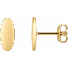 Koçak 14 Ayar Minimalist Tasarım Oval Altın Küpe