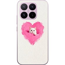 Le Balvo Xiaomi 17T Uyumlu Pembe Kalpli Kedi Baskılı Silikon Kılıf
