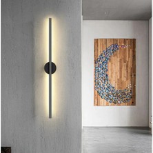 OEM Modern Kablosuz Pilli LED Aplik, Siyah 70 Cm, Gün Işığı, 1 Adet 9V Pil Dahil, Montajsız Dekoratif Duvar Lambası