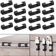 OEM Yapışkanlı Kablo Sabitleyici Düzenleyici Çok Amaçlı Kablo Toparlayıcı Klips SET-AL4552 16 Adet (Siyah)