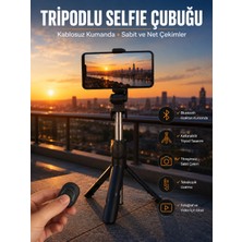 Zenviaa Selfie Çubuğu Tripod Kumandalı Telefon Tutucu Siyah ZNV20245