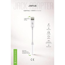 OEM iPhone 7-8-X-11-12-13-14 Serileri ile Uyumlu Bluetooth Bağlantılı 3.5mm Kulaklık Dönüştürücü JO-IB01 Beyaz, 42337