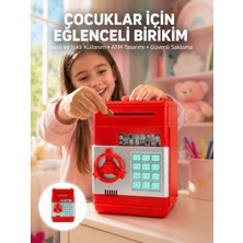 Aslanoğlu Store Şifreli Kırmızı Atm Tasarımlı Çelik Kasa Görünümlü Kumbara
