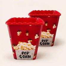 OEM 2’li Popcorn Kovası, Kırmızı Plastik Mısır Kovası Seti, Sinema Gecesi Atıştırmalık Sunum Kabı, Dalgalı Kenar Tasarımlı, Hafif ve Dayanıklı Patlamış Mısır Kabı