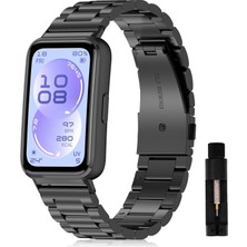 OEM [stainless Steell] Huawei Band 11/11 Pro ile Uyumlu Çelik Kordon [kısaltma Aparatlı] Paslanmaya Dayanıklı Huawei Band 11 Kordon Katlanır Tokalı Bakla Model Huawei Band 11 Pro Kordonu