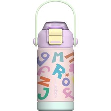 OEM 360 ml Çocuk Termosu Tek Kapak Çift Kullanım Pipetli Rahat Içim Kulplu Paslanmaz Çelik Termos 1104-360ML Lila