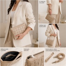 SS Trend Store Kadın Örgü Desenli Portföy Clutch Çanta | Ayarlanabilir Çapraz Askılı El ve Omuz Çantası