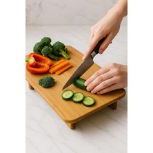 OEM Bambu Ayaklı Dikdörtgen Standlı Kesme Doğrama Kesme Tahtası Sunumluk 33 * 22 cm (Vivatti) Kahverengi