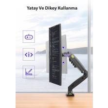 OEM North Bayou Nb F80 Tek Kol Amortisörlü Monitör Tutucu, 360° Dönebilir, Tam Rotasyon, Kablo Yönetimi, Masa Montajlı
