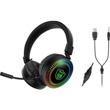 OEM GM-019 Akz 3D Oyuncu Kulaklığı Kablolu Işıklı Stereo Rgb USB Işıklı Kablolu Oyuncu Prof Gamer
