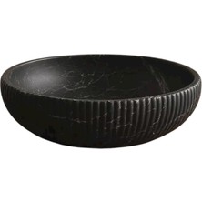 OEM Siyah Mermer Dekor Kase 27 cm – Lüks Modern Marble Bowl, Oturma Odası Centerpiece, Şık Masa Üstü Dekor Objesi
