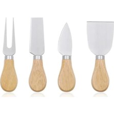 OEM 4’lü Mini Peynir Kesme ve Servis Seti – Ahşap Saplı Peynir Bıçakları, Sert ve Yumuşak Peynirler Için Uygun, Şık Sunum ve Atıştırmalık Servis Aleti, Mutfak ve Sofra Sunum Seti