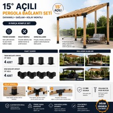 Mamzdesign 15 Derece Pergola Çardak Sundurma Garaj Kış Bahçesi Için Metal 90X90X2.5MM _8 Parça Montaj Seti