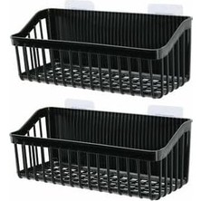 OEM 2’li Yapışkan Askılı Banyo &amp; Mutfak Organizer Sepeti – Delmeden Duvara Asılan Plastik Düzenleyici Raf (Renk Stok Durumuna Göre Gönderilir)
