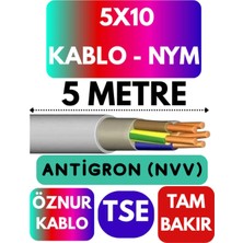 OEM Öznur 5X10 Antigron Nym Kablo, 5 Metre, Gri