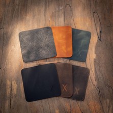 OEM Gerçek Deri Bardak Altlığı 6'lı Set, Isıya Dayanıklı Hakiki Deri, Şık ve Minimalist Tasarım Dekoratif Bardak Altlığı (Karışık)