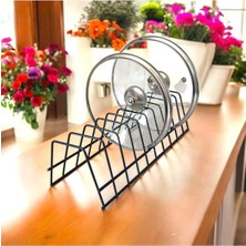 OEM Eceaksesuar Tabaklık Rafı- Tencere Kapak Düzenleyici-Tabak Kurutmalık -10 Bölmeli Siyah Stand Siyah 34 x 25
