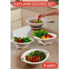 OEM Herza House 4'lü Katlanır Süzgeç Seti Beyaz &amp; Gri Tek Ebat