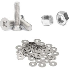 OEM Yıldız Başlı Yhb Vida + Somun + Pul Takım Set Matkap Uçlu Havşa Başlı Metrik Vida Galvaniz Kaplama Montaj Vida Seti (20, M4X30)