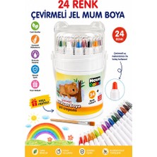 Artlantis Çevirmeli Jel Mum Boya 24 Renk 1 Adet Nova Color Plastik Kutulu 24 Lü Mum Boya Kalemi Silinebilir Zararsız Yıkanabilir