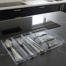 OEM Modüler Organizer Set Mutfak Çekmece Içi Düzenleyici Çatal Kaşık Bıçak Organizeri Kristal (6'lı Set)