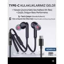 OEM Siyah Silikon Kablolu Type C Kulaklık Tüm Typec Çıkışlı Cihazlara Uyumlu Tak Çalıştır Tüm Cihazlara Uygun, Bluetooth Gerekmez Mükemel Ses Bass Tiz Mikrofon Aaa Kalite !!!!!!