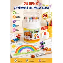 ArtMaster Çevirmeli Jel Mum Boya 24 Renk 1 Adet Nova Color Plastik Kutulu 24 Lü Mum Boya Kalemi Silinebilir Zararsız Yıkanabilir