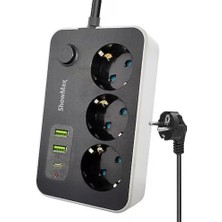 OEM Showmax Serisi SH-2646 Termal Akım Korumalı Priz (3 Priz + 2 USB + 1 Type-C)