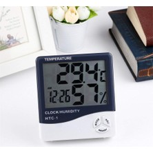 OEM Ds Enterprise | (Htc-1) Oda Termometresi, Nem Kuluçka Ölçer ve Doğru Sıcaklık Göstergeli Duvara Montaj LED Dijital Alarm Saat Monitörü Iç Mekan/dış Mekan (Htc-1) / (004)