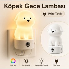 Ayers Çocuklar Için Işık Sensörlü Rgb LED Köpek Figürlü Prize Takılan Akıllı Gece Lambası – 3D Sevimli Tasarım, Yumuşak Işık