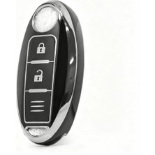 OEM Autohan Keys Lüx Nissan Qashqai X-Trail Için 3 Buton Akıllı Nano Anahtar Kılıfı, Siyah Gümüş, Premium Koruyucu Kaplama