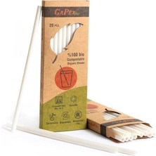 OEM Naturel (%100 Bitki Bazlı), Tekrar Kullanılabilir, Kompostlanabilir, Biyoçözünür (Doğada Çözünebilir) Pipet (20, Naturel)