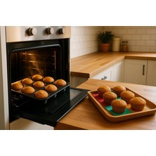 OEM 12 Gözlü Metal Muffin Kalıbı – Yapışmaz Kaplama, Fırın Uyumlu, Dayanıklı Siyah Muffin ve Cupcake Tepsisi, Kek Kalıbı